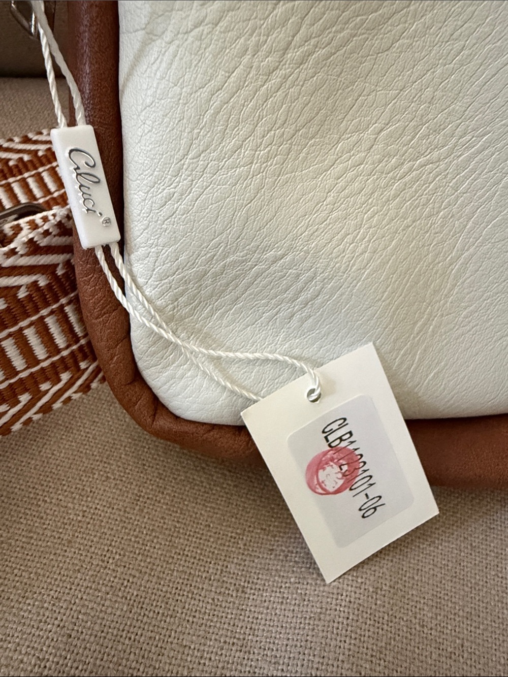 Cluci Cream and Brown Crossbody Sling Bag - Picture 2 of 13